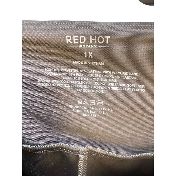 Red Hot Spanx All Over Faux Leather Leggings Plus Sz 1X Very Black Stretch Shiny - Picture 4 of 6